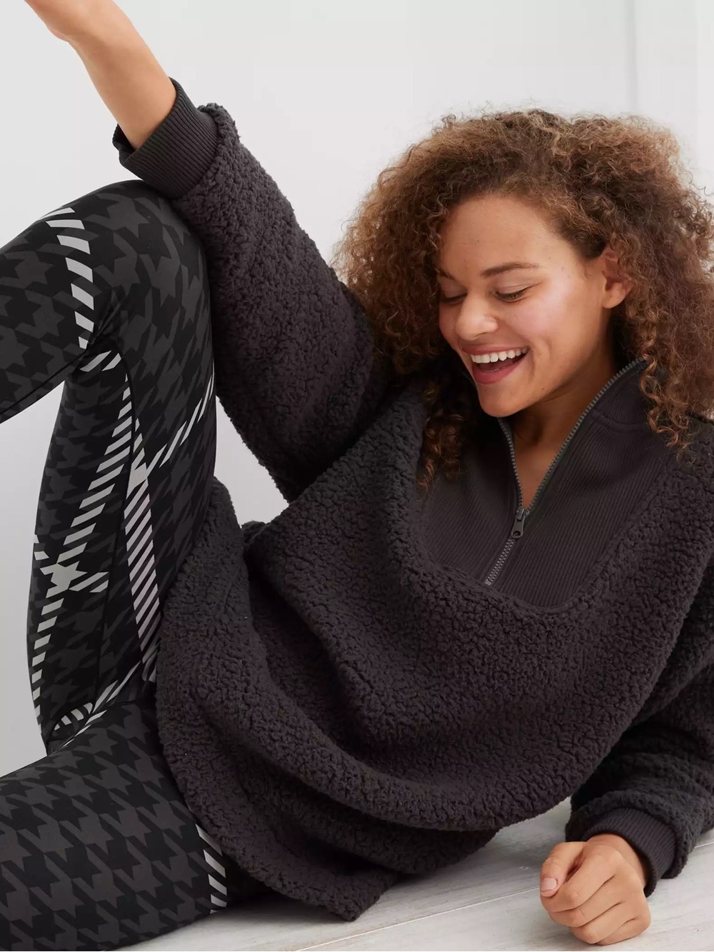 NWOT Aerie Dream Sherpa Fleece Quarter Zip Sweatshirt Oversized Pullover